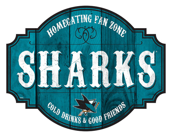 San Jose Sharks Sign Wood 12 Inch Homegating Tavern - Special Order