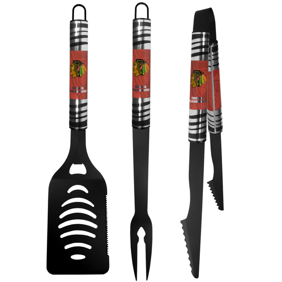 Chicago Blackhawks 3 pc Black Tailgater BBQ Set