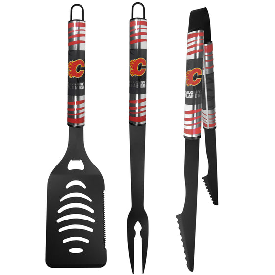 Calgary Flames 3 pc Black Tailgater BBQ Set