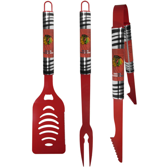 Chicago Blackhawks 3 pc Color BBQ Tool Set