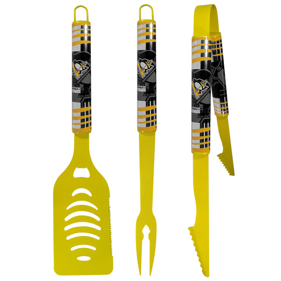 Pittsburgh Penguins 3 pc Color BBQ Tool Set