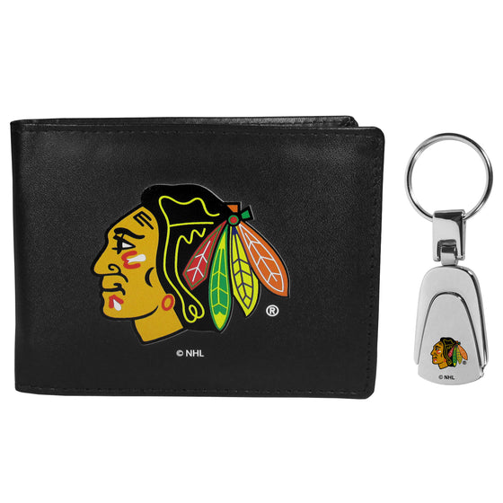 Chicago Blackhawks Bi-fold Wallet & Steel Key Chain