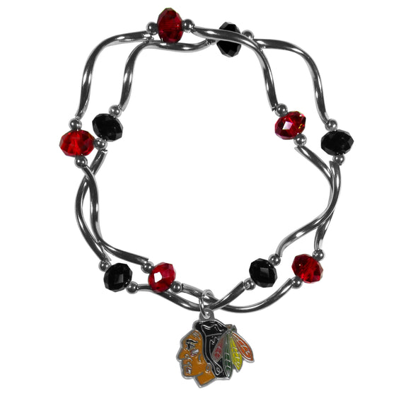 Chicago Blackhawks Crystal Bead Bracelet