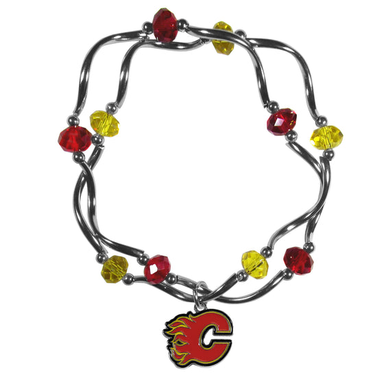 Calgary Flames Crystal Bead Bracelet