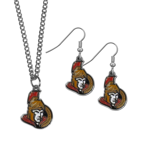 Ottawa Senators Dangle Earrings and Chain Necklace Set