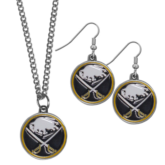 Buffalo Sabres Dangle Earrings and Chain Necklace Set