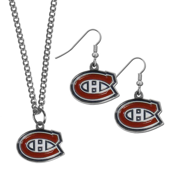 Montreal Canadiens Dangle Earrings and Chain Necklace Set