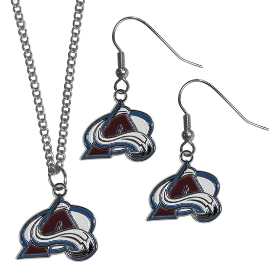 Colorado Avalanche Dangle Earrings and Chain Necklace Set