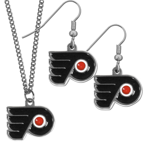 Philadelphia Flyers Dangle Earrings and Chain Necklace Set