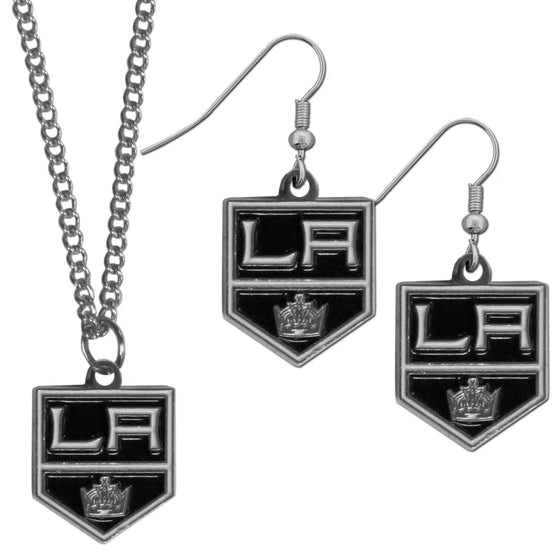 Los Angeles Kings Dangle Earrings and Chain Necklace Set