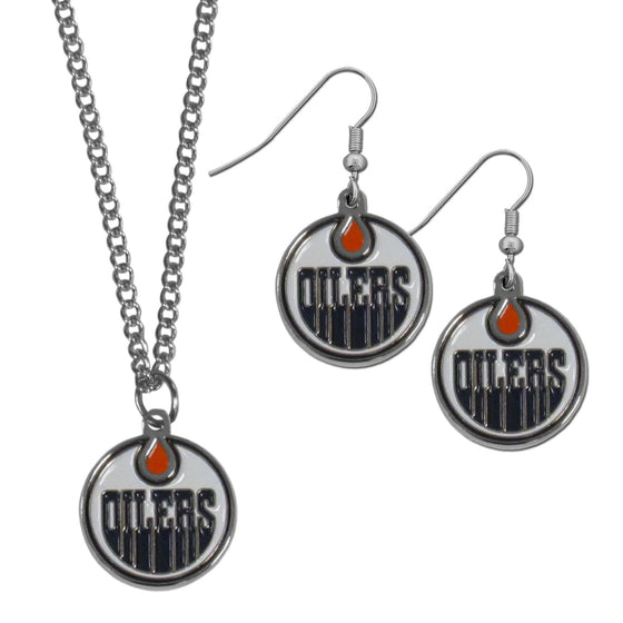 Edmonton Oilers Dangle Earrings and Chain Necklace Set