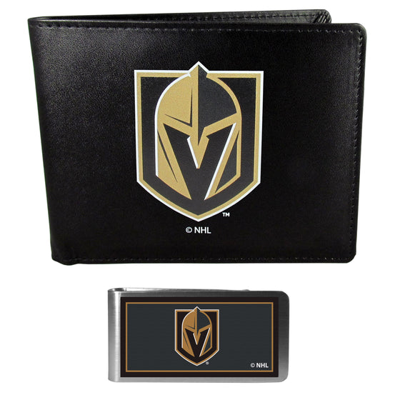 Vegas Golden Knights Leather Bi-fold Wallet & Color Money Clip