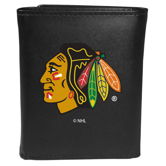 Chicago Blackhawks Leather Tri-fold Wallet, Large Logo