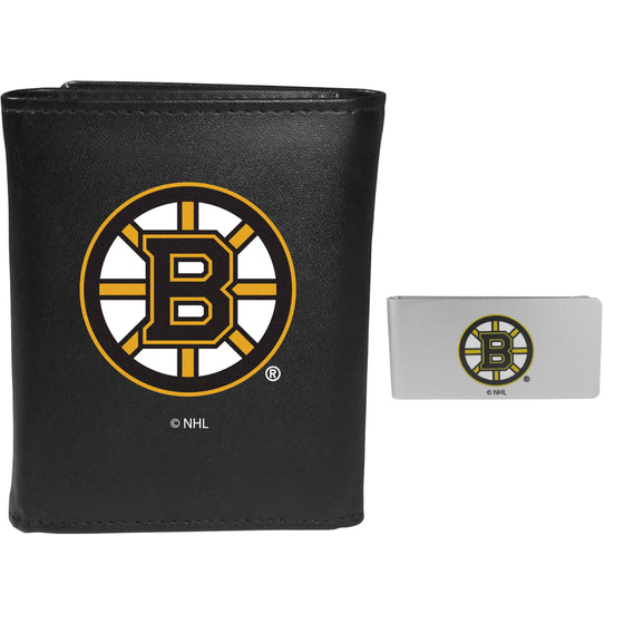 Boston Bruins Leather Tri-fold Wallet & Money Clip