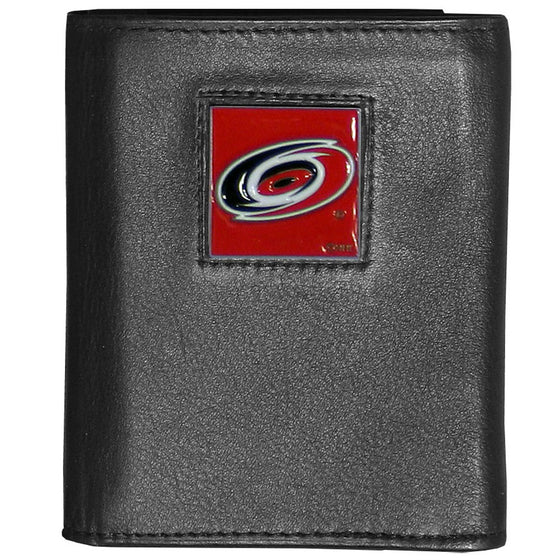 Carolina Hurricanes Deluxe Leather Tri-fold Wallet Packaged in Gift Box