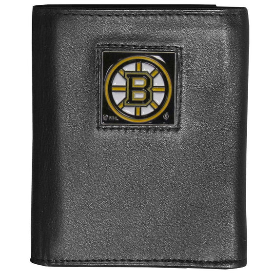 Boston Bruins Deluxe Leather Tri-fold Wallet Packaged in Gift Box