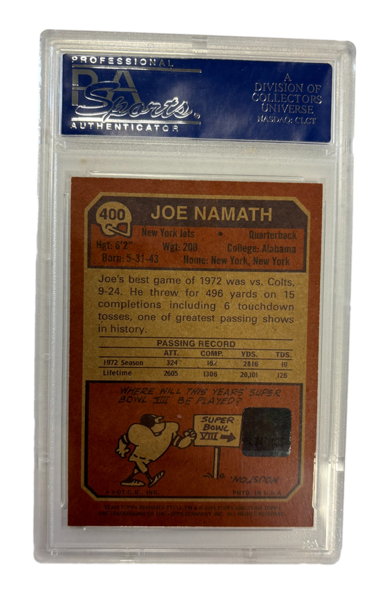 New York Jets Joe Namath Signed Auto PSA/DNA Certified Card - 2001 Topps Team #TTF13 400