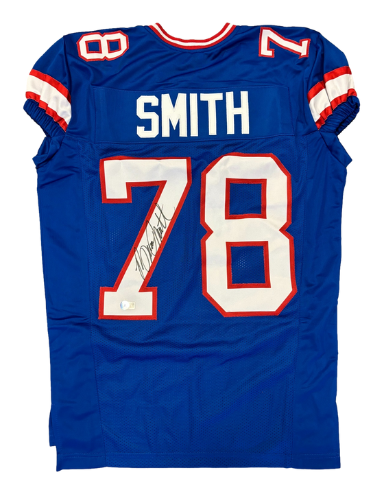 Buffalo Bills Bruce Smith Signed Autograph Custom Blue Jersey - BAS COA