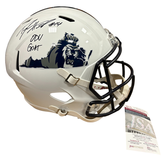 Old Dominion ODU Monarchs Taylor Heinicke Signed Autograph Full Size Wht Replica Helmet - JSA COA