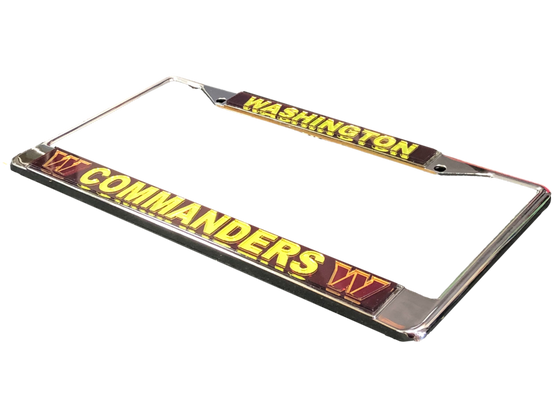 Washington Commanders Chrome Laser Cut License Plate Frame with Team Logos - 757 Sports Collectibles