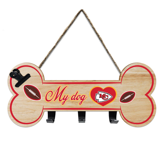 KANSAS CITY CHIEFS BONE SHAPE SIGN WITH HOOKS