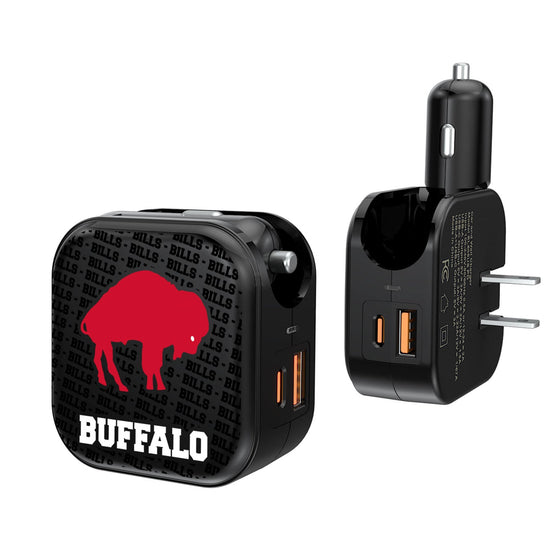 Buffalo Bills Historic Collection Text Backdrop 2 in 1 USB A/C Charger-0