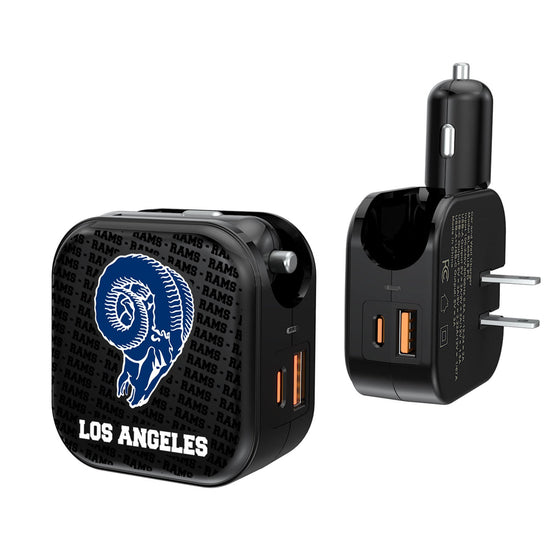 Los Angeles Rams Historic Collection Text Backdrop 2 in 1 USB A/C Charger-0