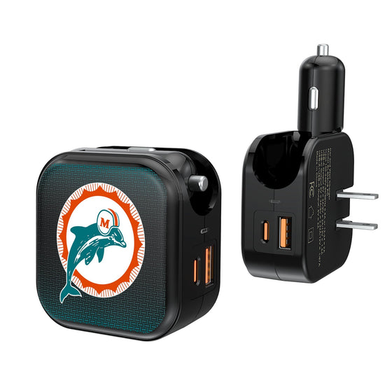 Miami Dolphins 1966-1973 Historic Collection Linen 2 in 1 USB A/C Charger-0