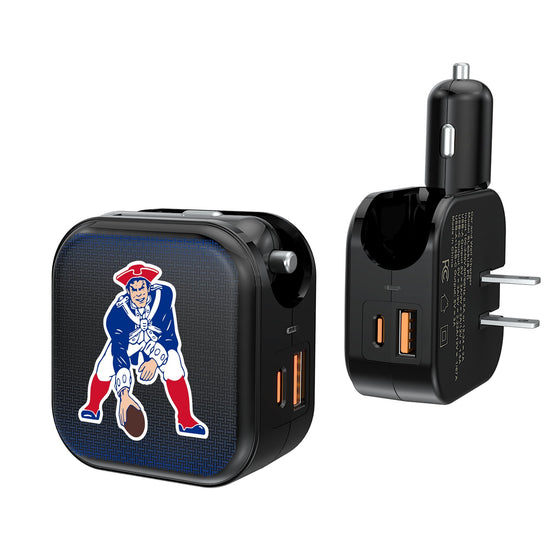 New England Patriots Historic Collection Linen 2 in 1 USB A/C Charger-0