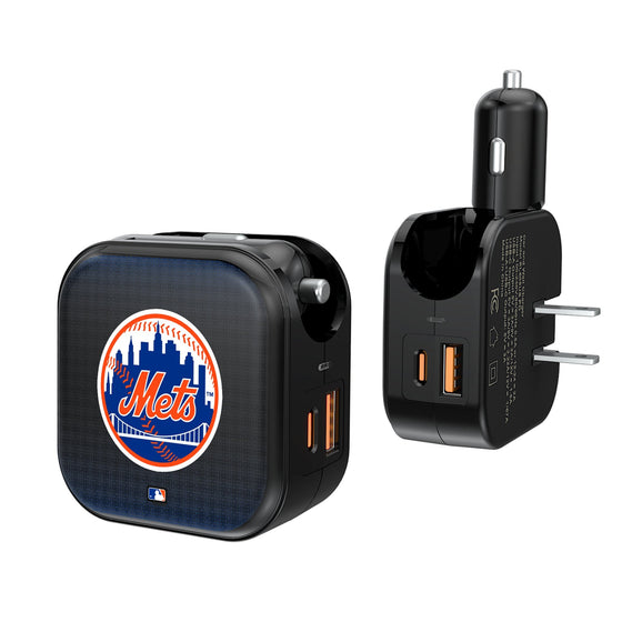 New York Mets Linen 2 in 1 USB A/C Charger-0