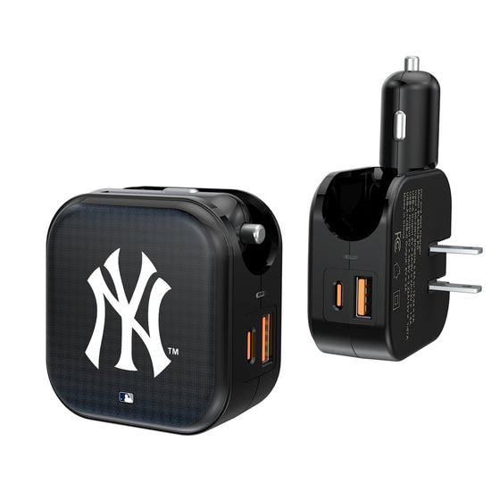 New York Yankees Linen 2 in 1 USB A/C Charger-0
