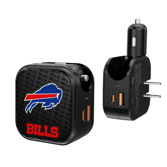 Buffalo Bills Text Backdrop 2 in 1 USB A/C Charger-0