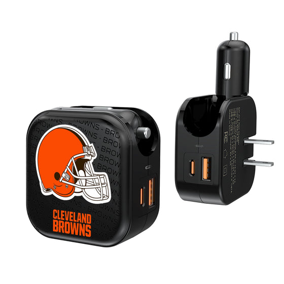 Cleveland Browns Text Backdrop 2 in 1 USB A/C Charger-0