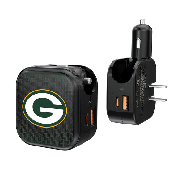 Green Bay Packers Linen 2 in 1 USB A/C Charger-0