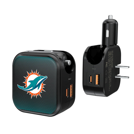 Miami Dolphins Linen 2 in 1 USB A/C Charger-0