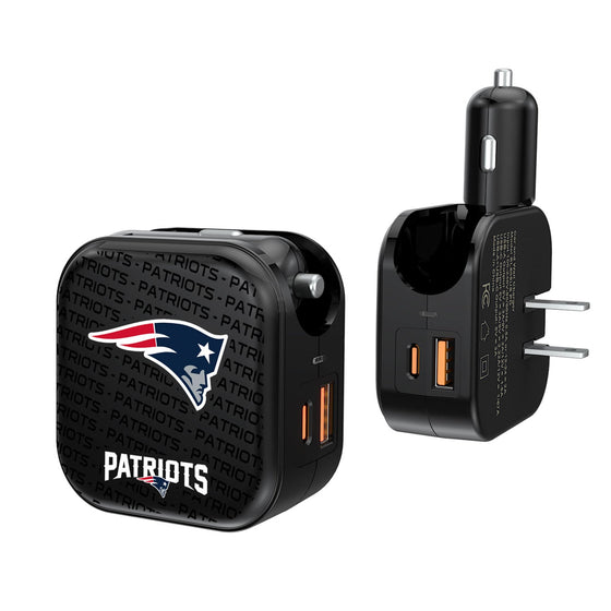 New England Patriots Text Backdrop 2 in 1 USB A/C Charger-0