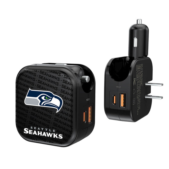 Seattle Seahawks Text Backdrop 2 in 1 USB A/C Charger-0