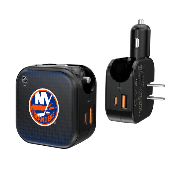 New York Islanders Linen 2 in 1 USB A/C Charger-0