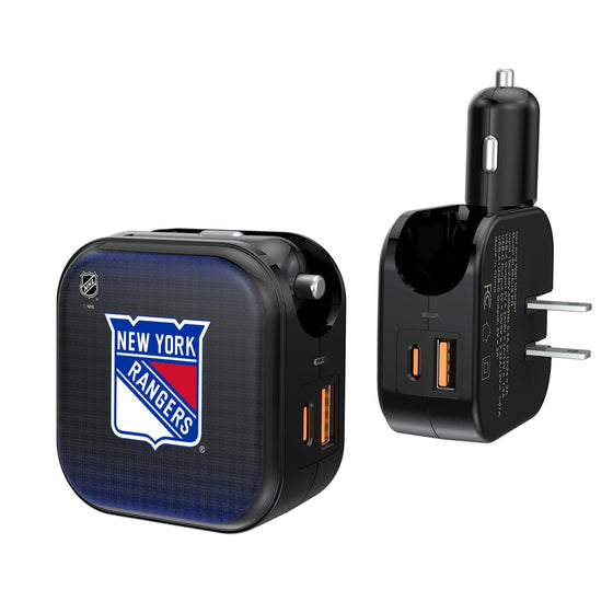New York Rangers Linen 2 in 1 USB A/C Charger-0