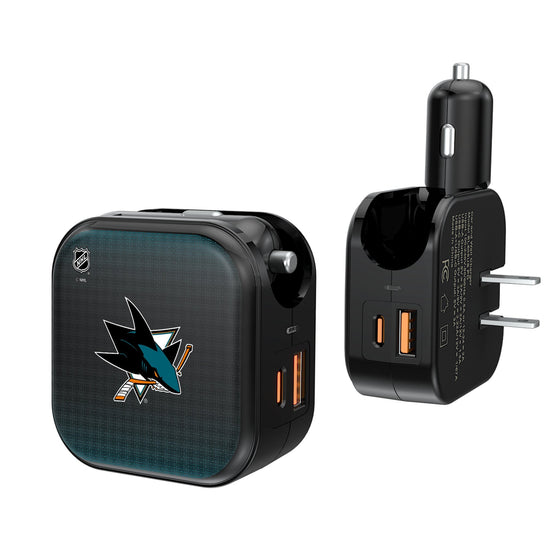 San Jose Sharks Linen 2 in 1 USB A/C Charger-0