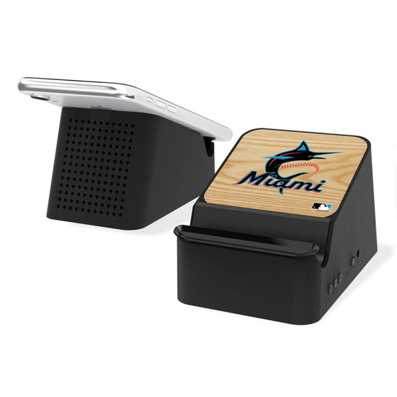 Miami Marlins Wood Bat Wireless Charging Station and Bluetooth Speaker-0
