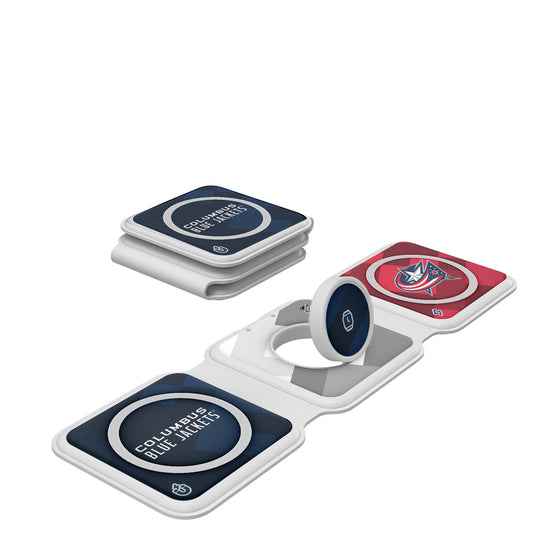 Columbus Blue Jackets Color Block Foldable 3 in 1 Charger-0