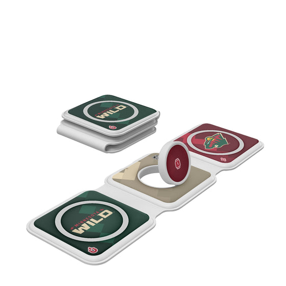 Minnesota Wild Color Block Foldable 3 in 1 Charger-0