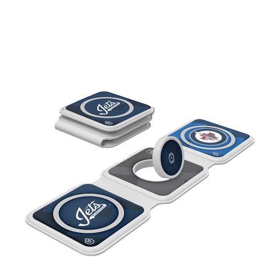 Winnipeg Jets Color Block Foldable 3 in 1 Charger-0