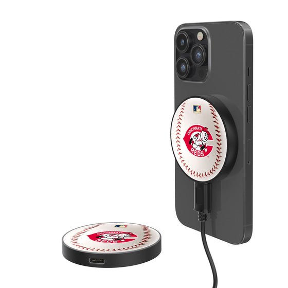 Cincinnati Reds 1974-1992 - Cooperstown Collection Baseball 15-Watt Wireless Magnetic Charger-0