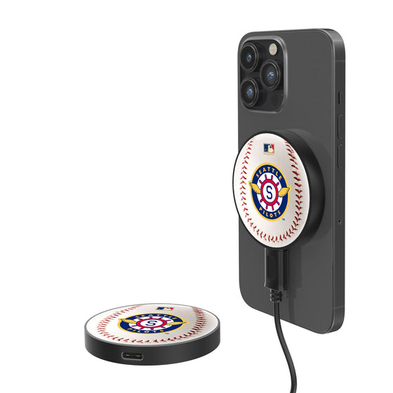 Seattle Pilots 1969 - Cooperstown Collection Baseball 15-Watt Wireless Magnetic Charger-0