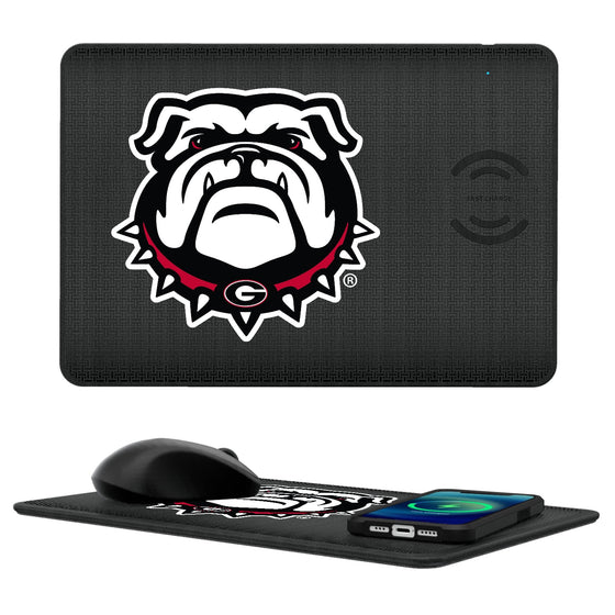 Georgia Bulldogs Linen 15-Watt Wireless Charger and Mouse Pad-0