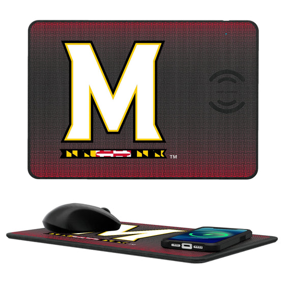 Maryland Terrapins Linen 15-Watt Wireless Charger and Mouse Pad-0