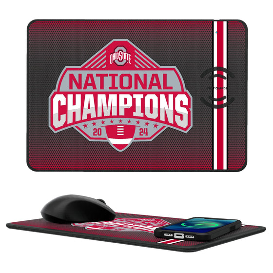 Ohio State University Buckeyes 2024 College Football Playoff National Champion 15-Watt Wireless Charger and Mouse Pad-0