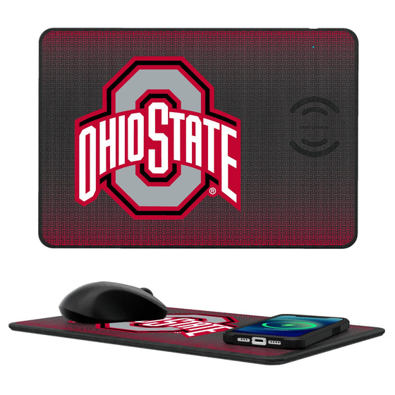 Ohio State Buckeyes Linen 15-Watt Wireless Charger and Mouse Pad-0